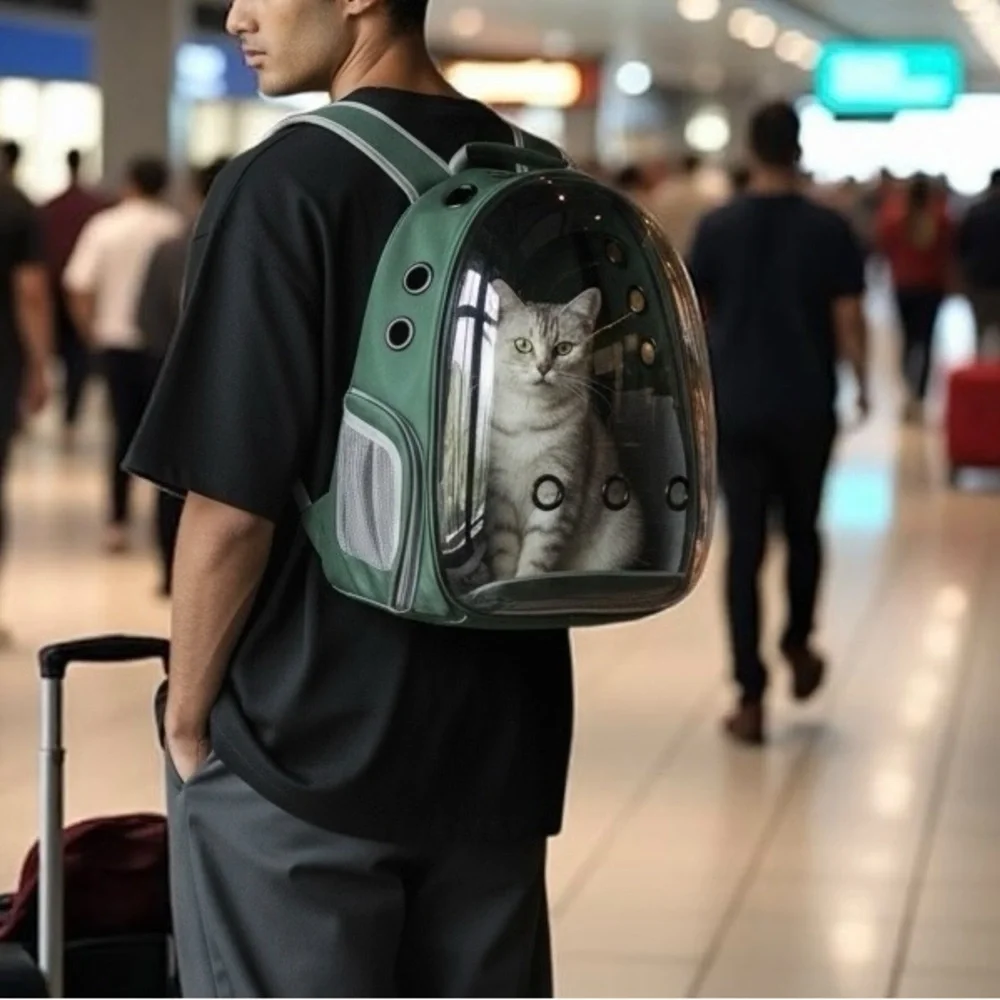 Green | New! Space Capsule Pet Carrier Backpack – For Small Cats & Dogs